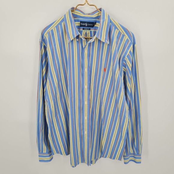 Ralph Lauren Men's Pinstriped Button Classic Fit Up Cotton Size XL - Picture 1 of 4